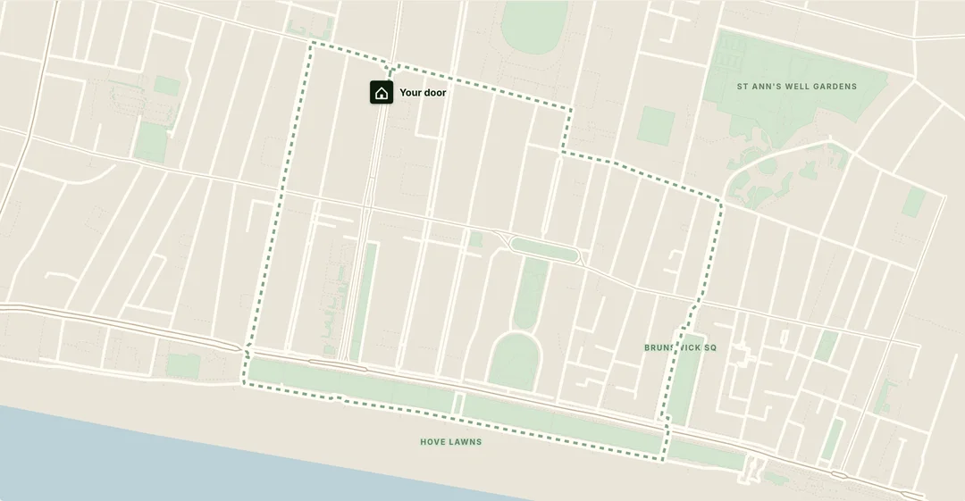 Map of a 3.4 km loop that starts and ends at your door